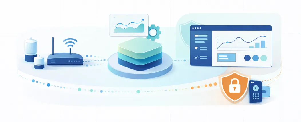 The flow between different elements of an IoT system